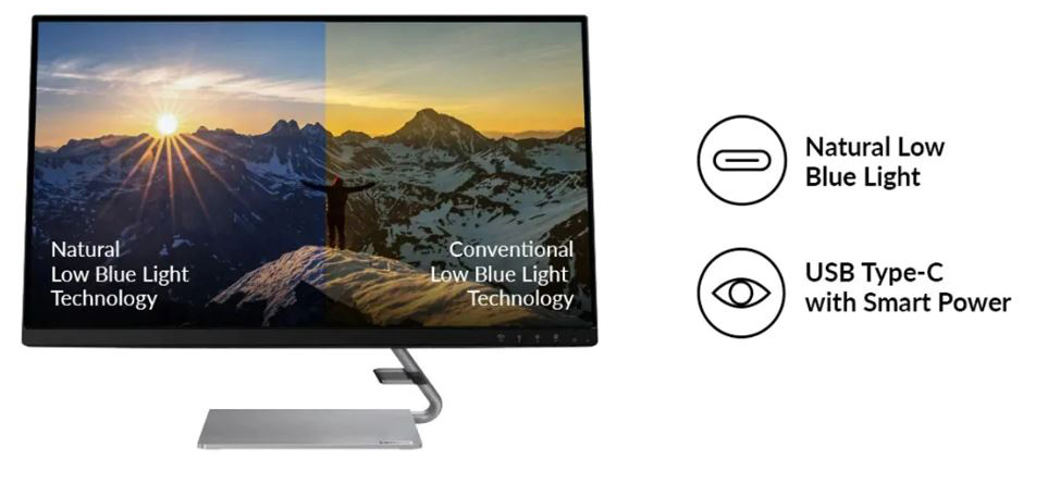 Lenovo Q27q-1L 27-inch QHD Natural Low Blue Light Monitor